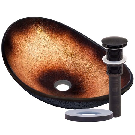 Novatto RENA Glass Vessel Bathroom Sink Set, Oil Rubbed Bronze NOHP-G008-8031ORB